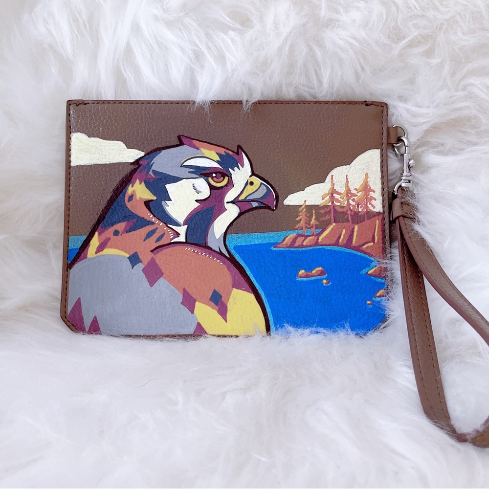 Anne Klein Brown Clutch with Bird Design